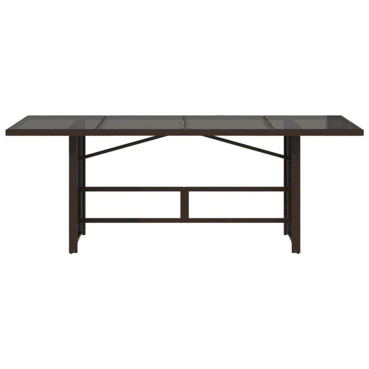 VIDAXL Table de jardin avec dessus en verre marron resine tressee