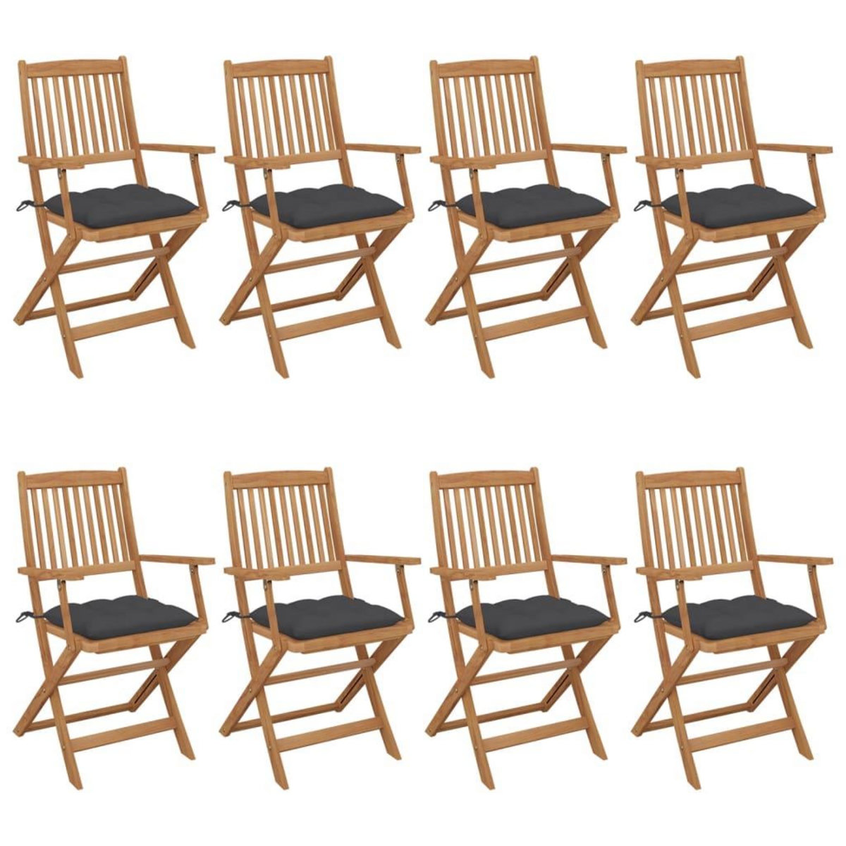 VIDAXL Chaises pliables de jardin lot de 8 avec coussins Bois d'acacia