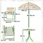 Voir la diapositive 3 : OUTSUNNY Ensemble salon de jardin enfant pliable 2 places 4 pièces motif vie de la forêt vert