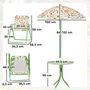 Voir la diapositive 3 : OUTSUNNY Ensemble salon de jardin enfant pliable 2 places 4 pièces motif vie de la forêt vert