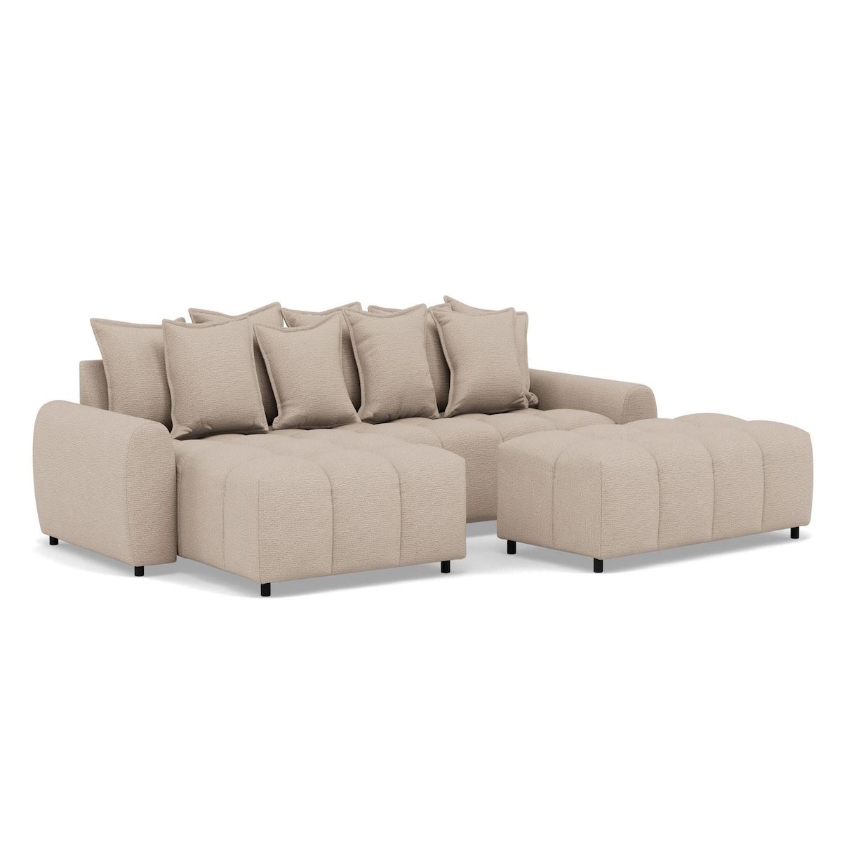 LISA DESIGN Adelaide - canapé d'angle réversible 4 places avec pouf d'appoint en tissu texturé