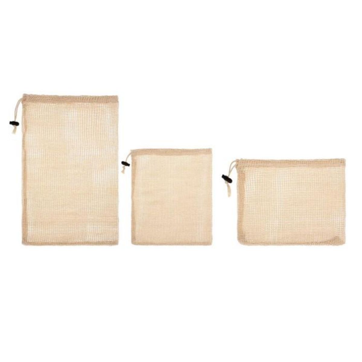 Paris Prix Lot de 3 Sacs de Conservation  Coton  43cm Naturel