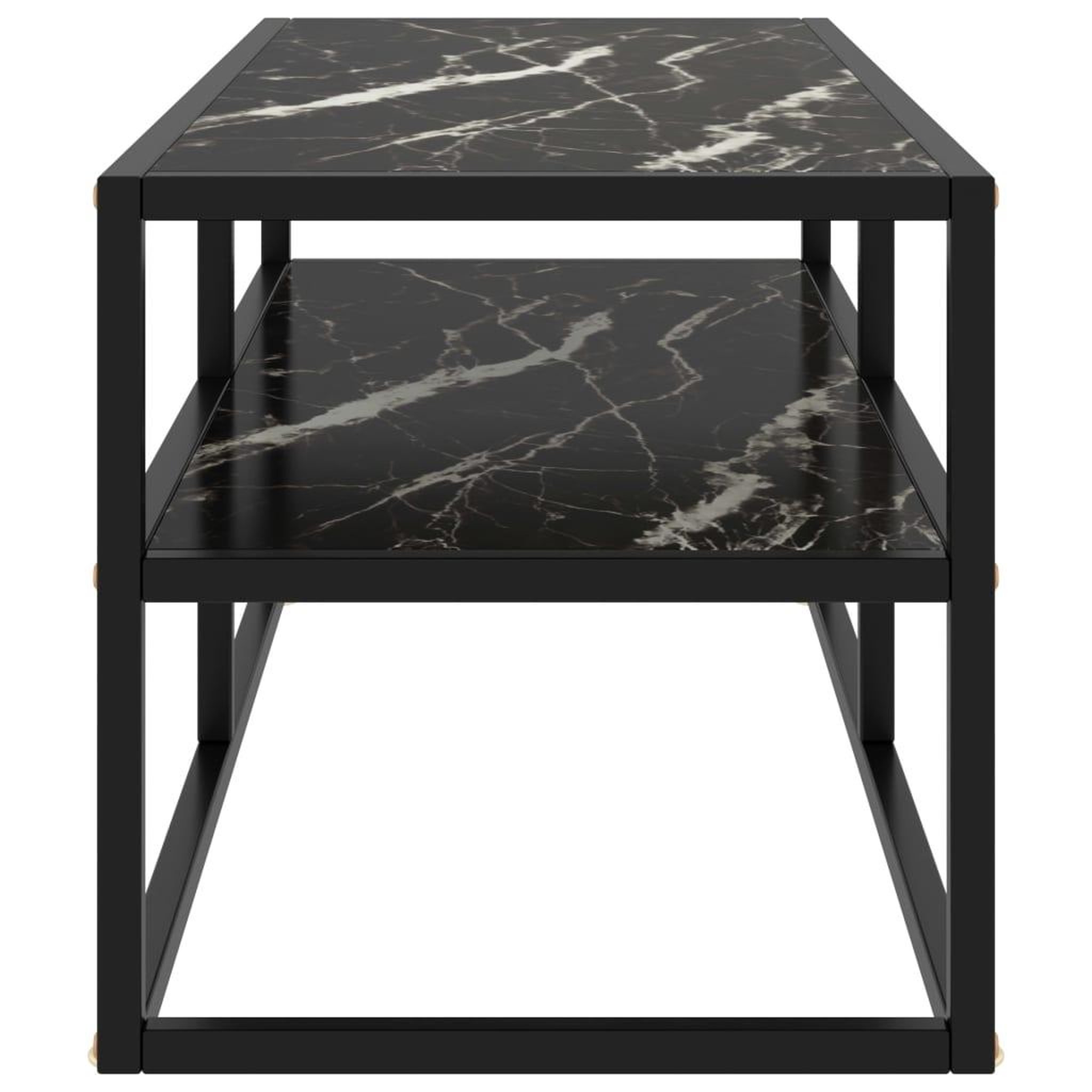 Voir la diapositive 3 : VIDAXL Meuble TV noir avec verre marbre noir 100x40x40 cm
