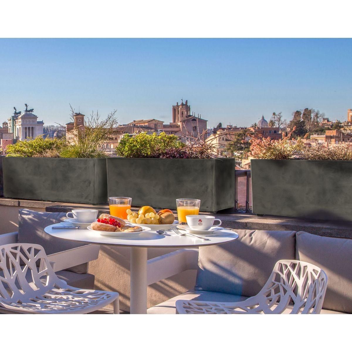 ART PLAST Jardinière Extérieure Grise Anthracite 100L 80x40cm - Pot de Fleurs Rectangulaire en Plastique Recyclé - Design Italien ARTPLAST