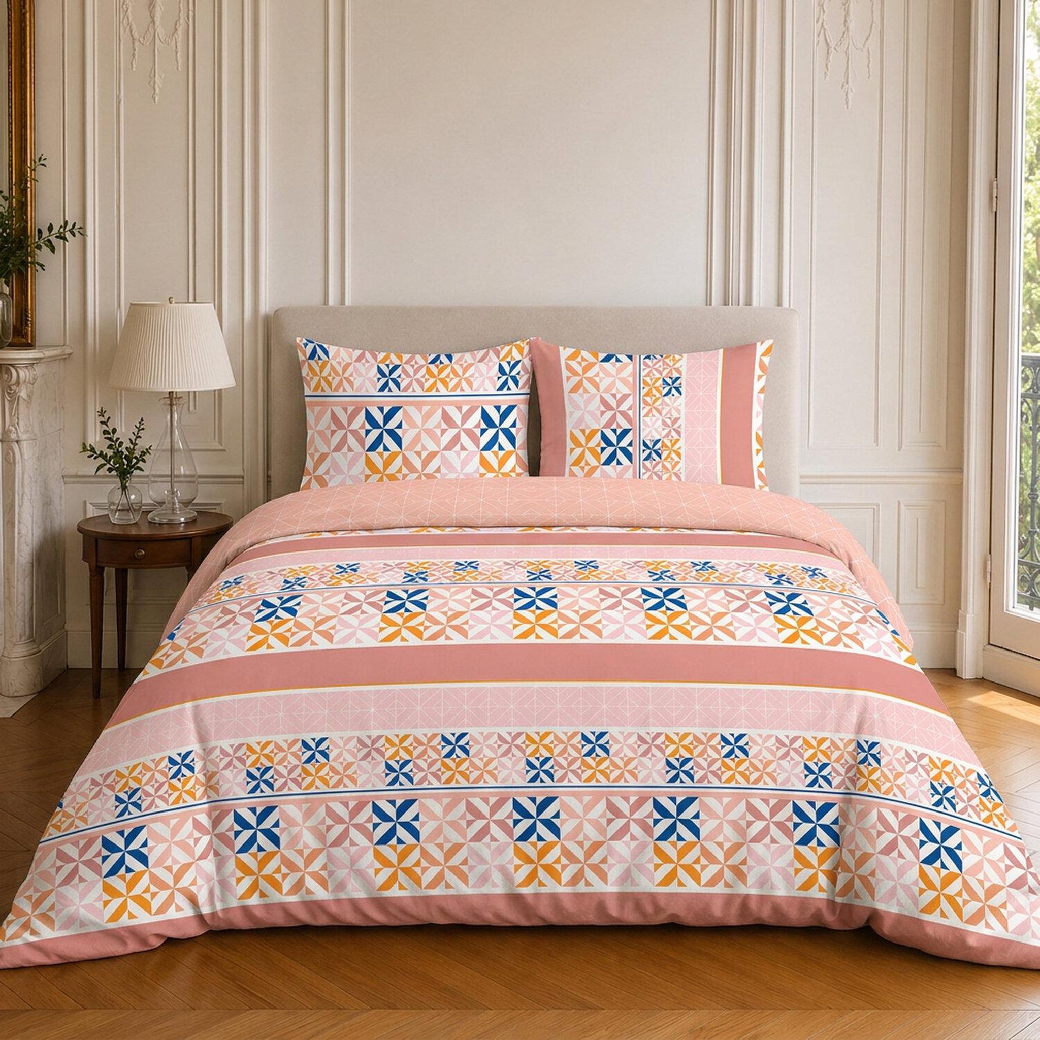 Home collection Parure housse de couette imprimée 100% microfibre - blueberry - 220x240 cm