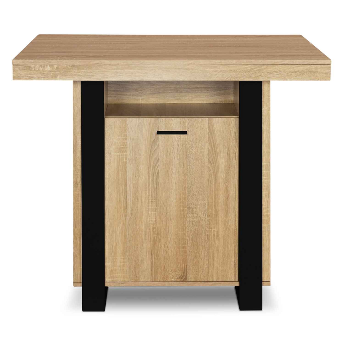 ID MARKET Ilot central PHOENIX 110 cm bois et noir avec rangements