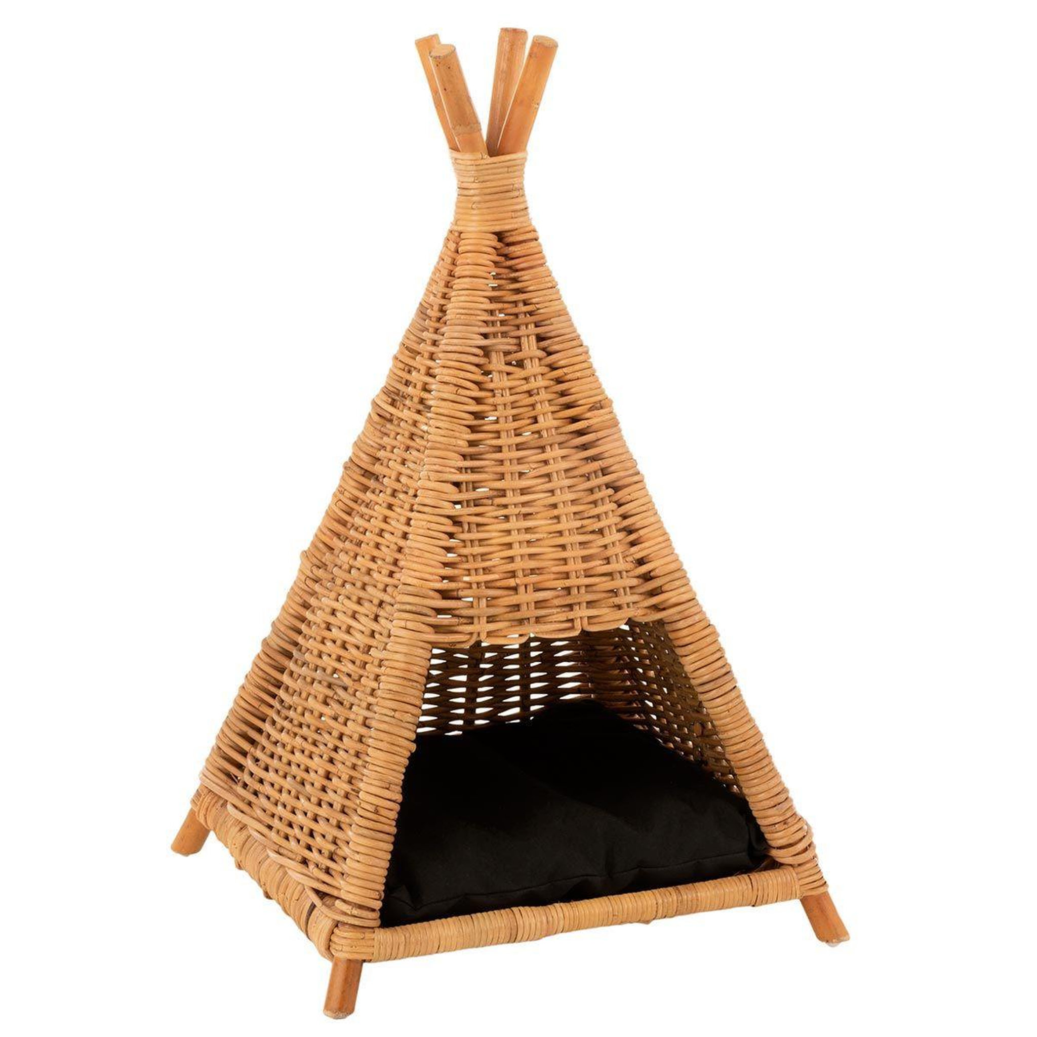 Voir la diapositive 1 : J-LINE Tipi pour chat en rotin  coussin  72cm jaune miel