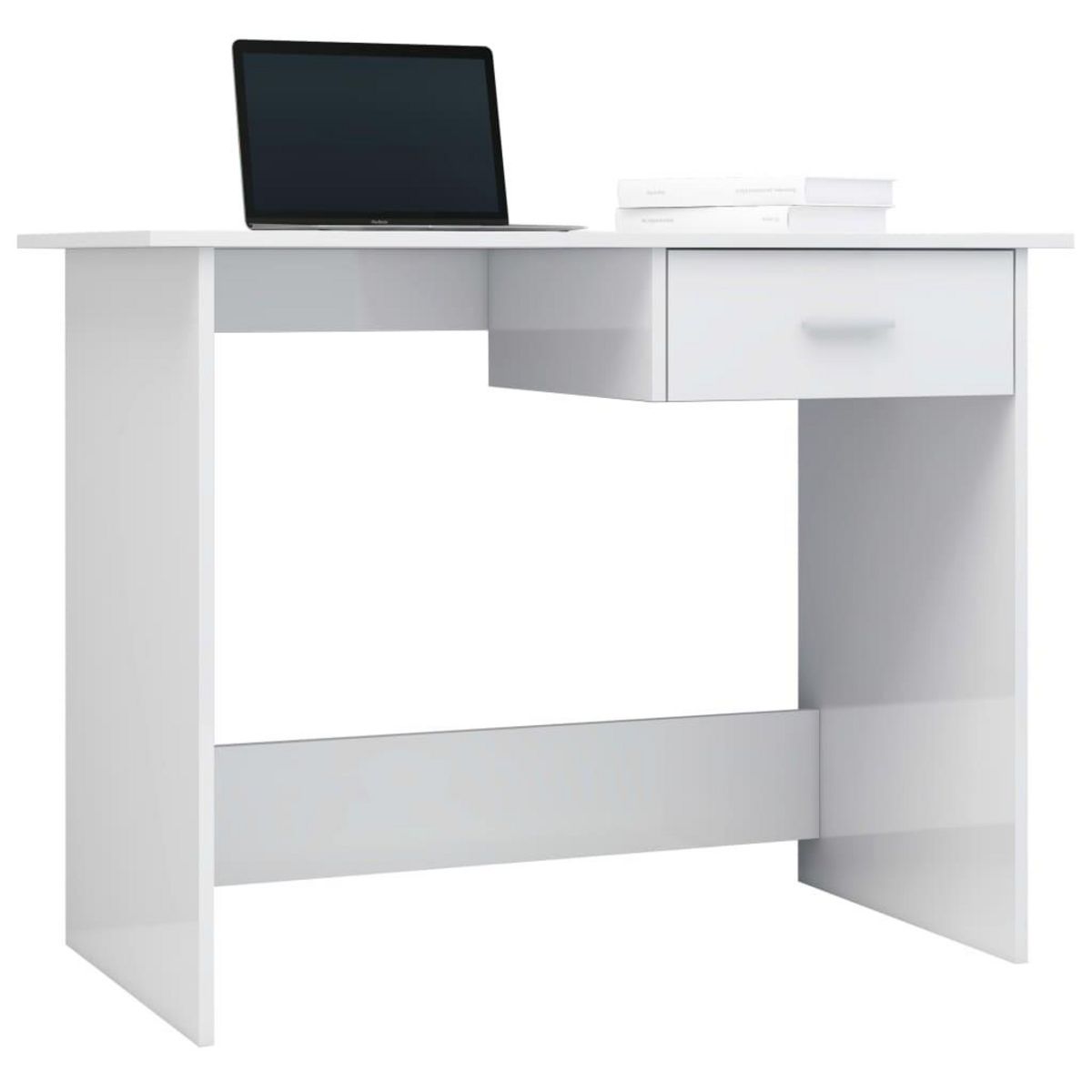VIDAXL Bureau Blanc brillant 100x50x76 cm Bois d'ingenierie