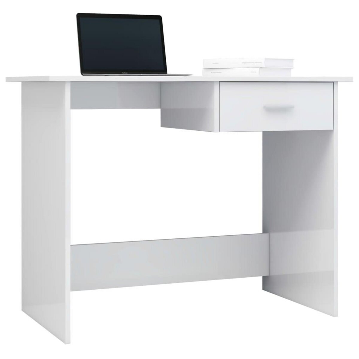 VIDAXL Bureau Blanc brillant 100x50x76 cm Bois d'ingenierie