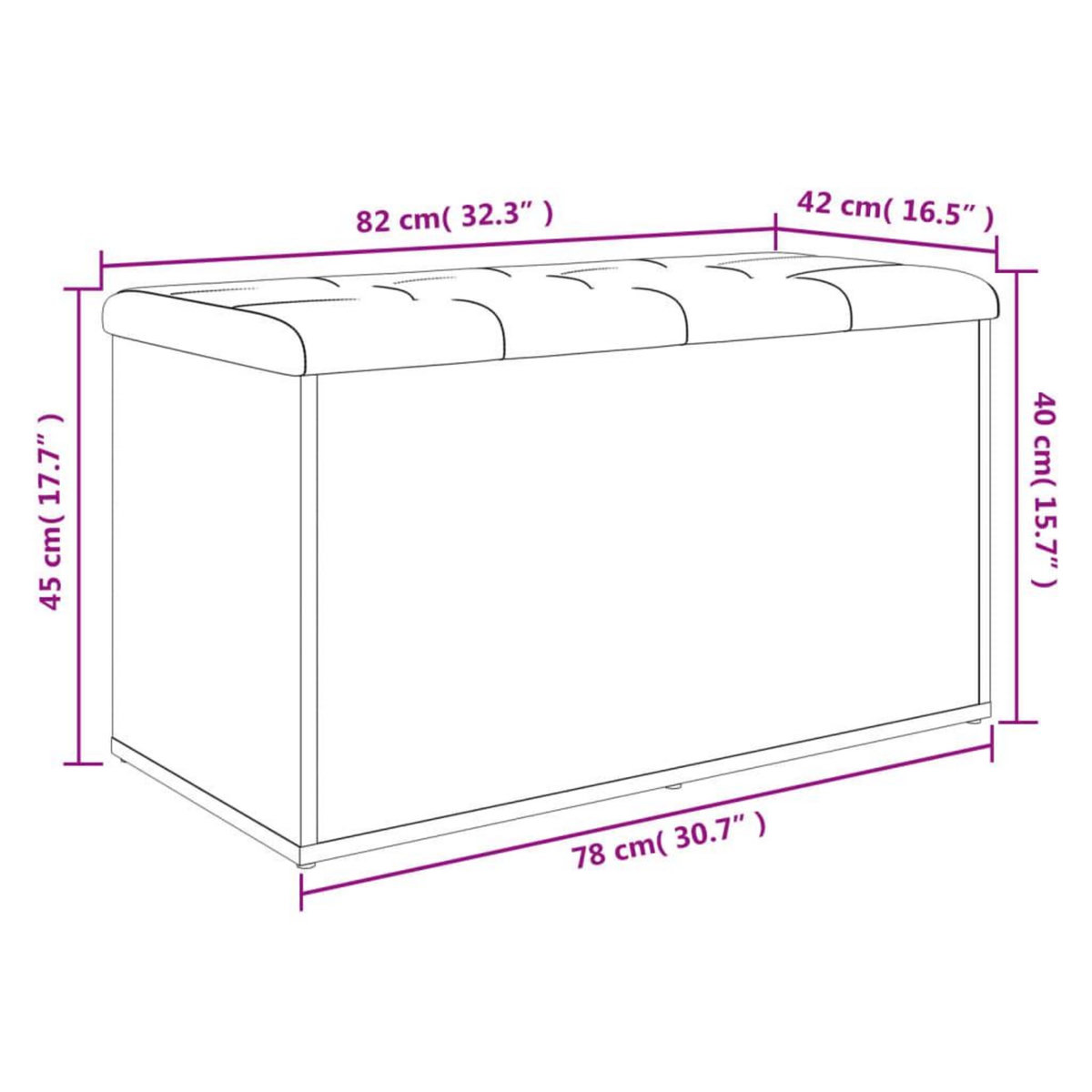 VIDAXL Banc de rangement blanc 82x42x45 cm bois d'ingenierie
