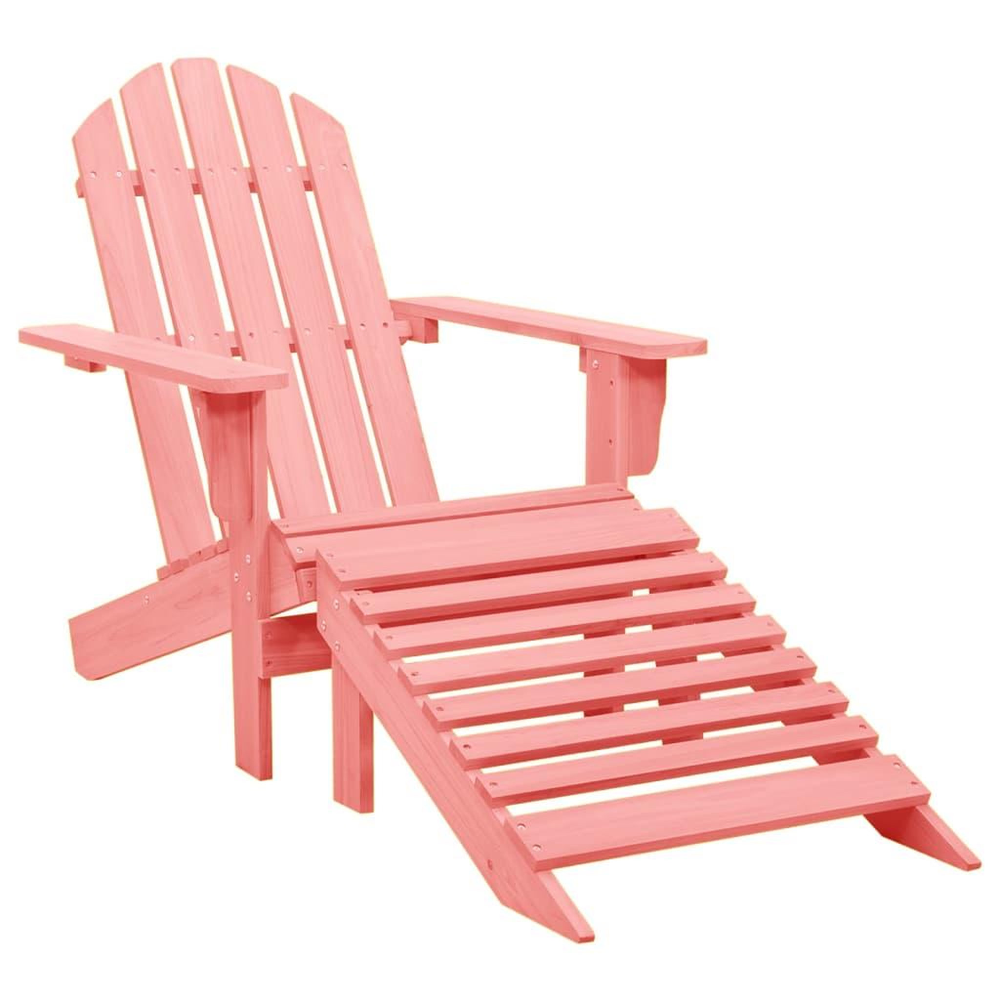 Voir la diapositive 1 : VIDAXL Chaise de jardin Adirondack avec pouf bois de sapin solide rose