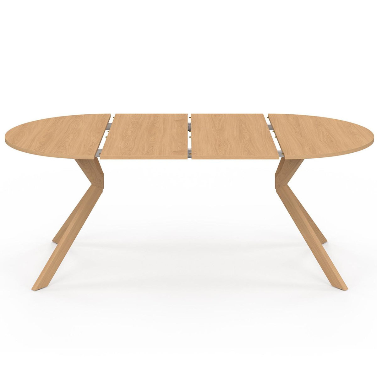 ID MARKET Table à manger extensible ronde ALIX 4-10 personnes pied araignée bois effet hêtre 110-200 cm
