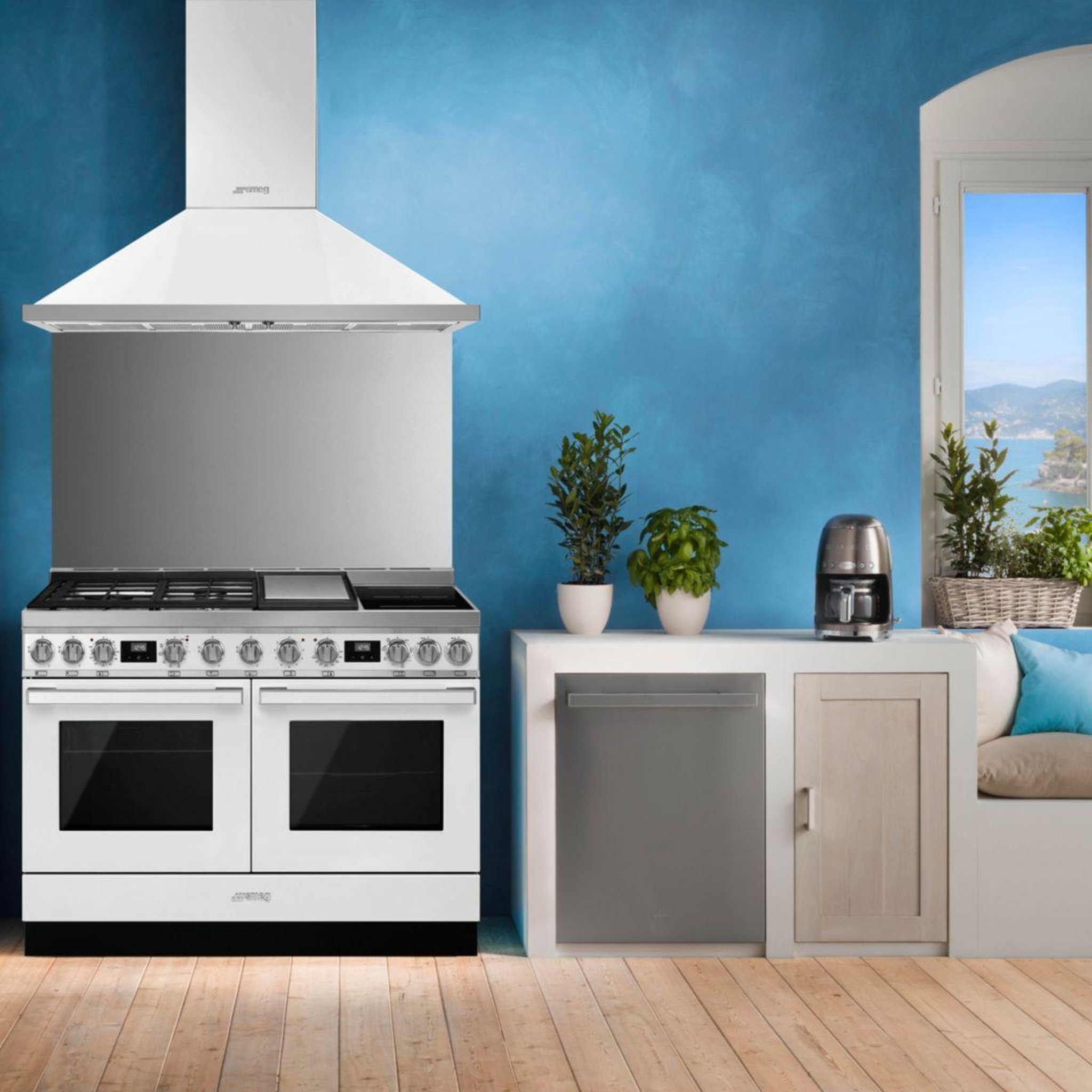 Voir la diapositive 5 : SMEG Piano de cuisson mixte cpf120igmpwh