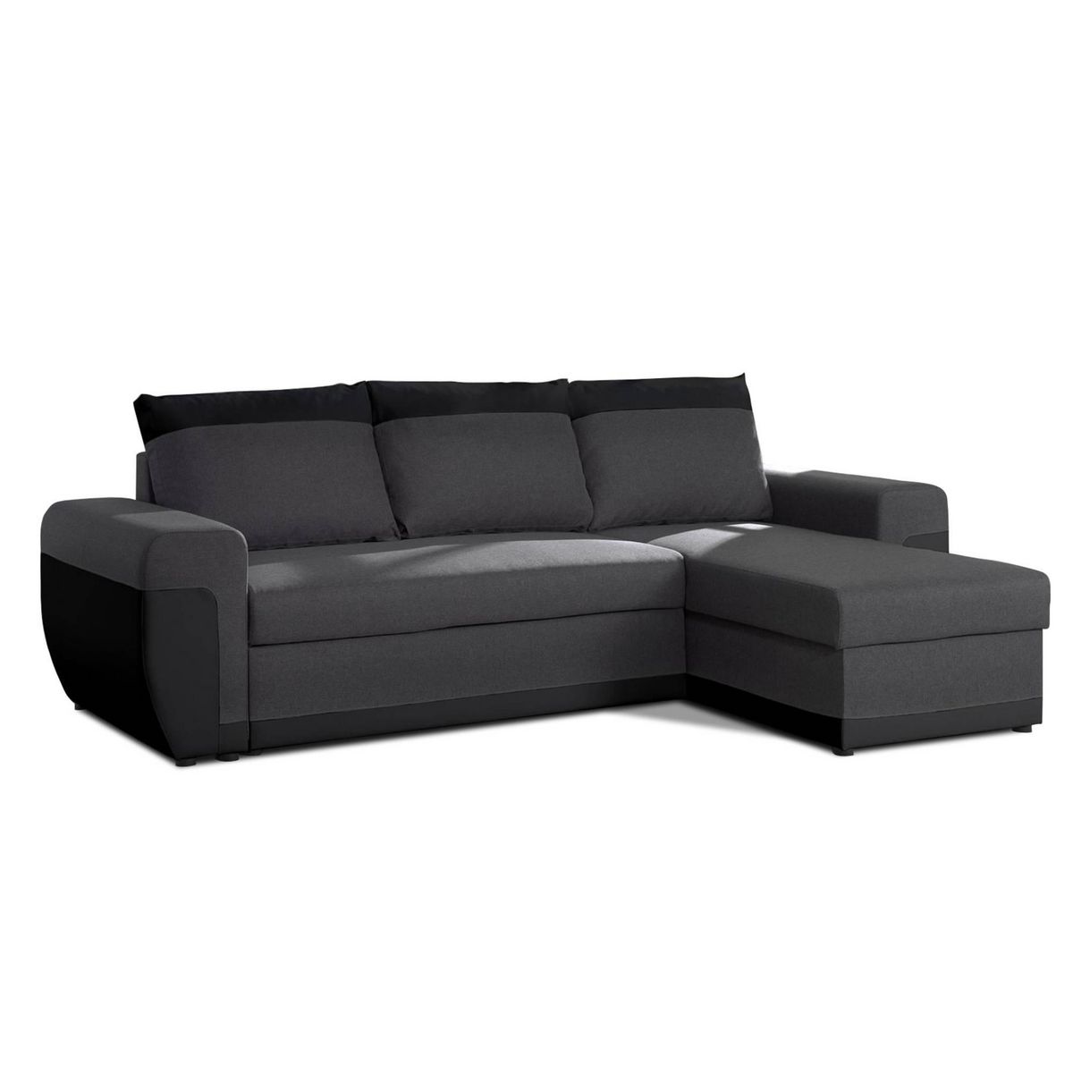 BEST MOBILIER Milan - canapé d'angle réversible - 4 places - convertible avec coffre - en simili et tissu