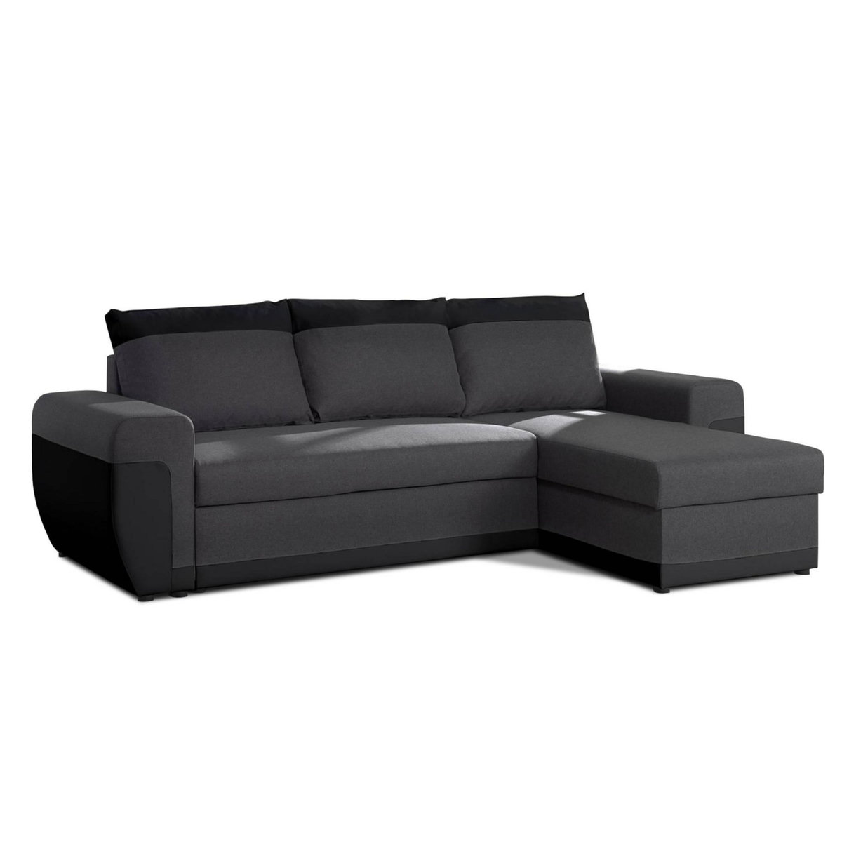 BEST MOBILIER Milan - canapé d'angle réversible - 4 places - convertible avec coffre - en simili et tissu