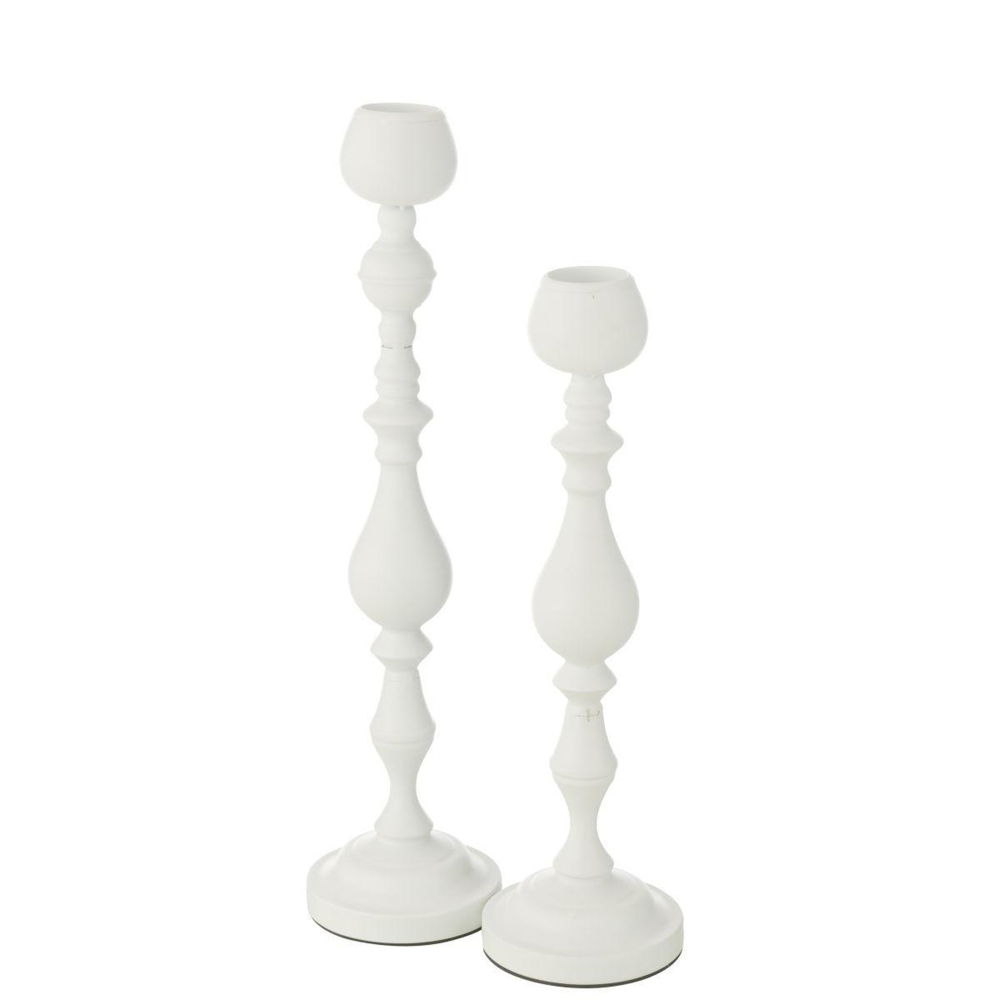 Voir la diapositive 3 : J-LINE Bougeoir en métal  monarchy  57cm blanc