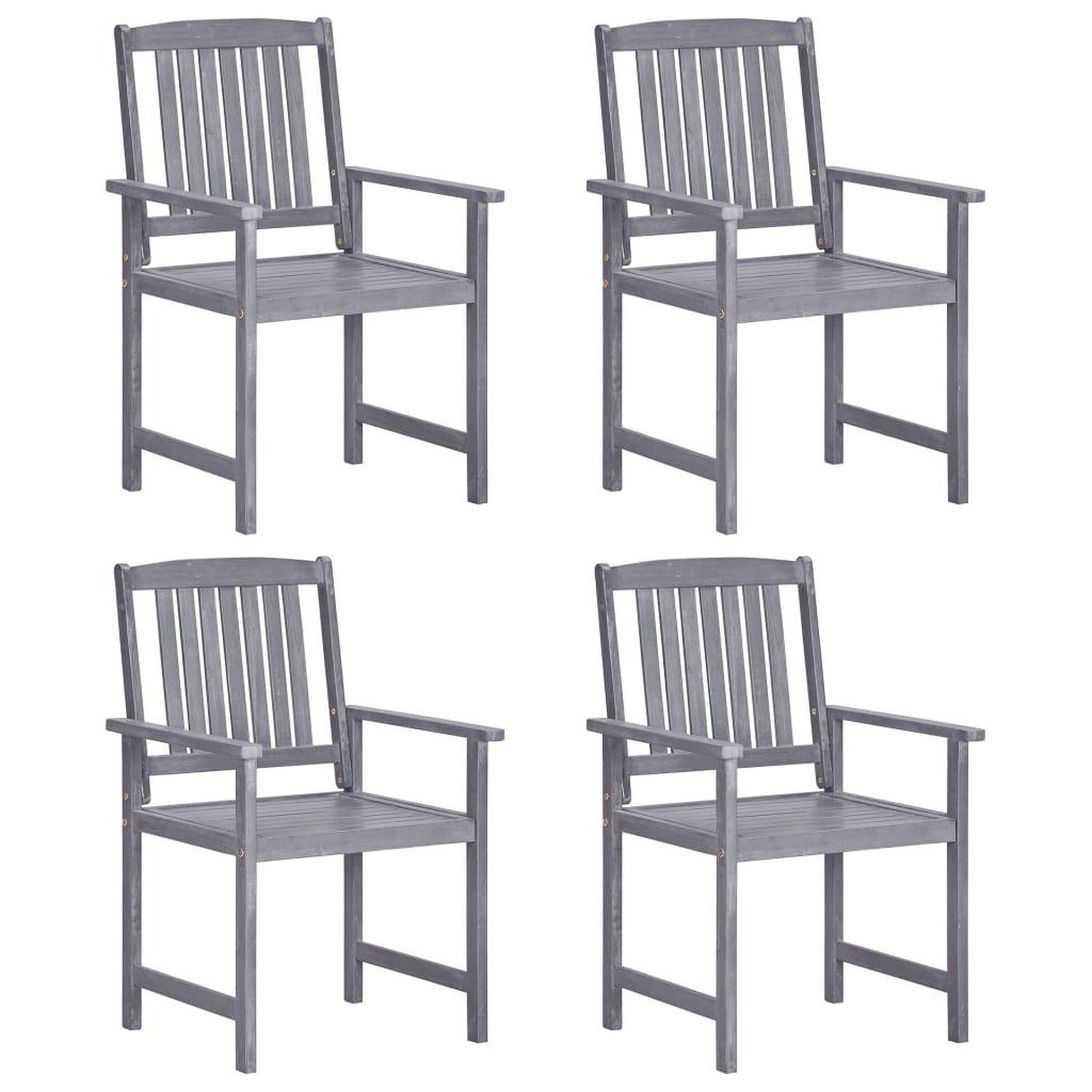 Voir la diapositive 1 : VIDAXL Chaises de jardin lot de 4 Bois massif d'acacia Gris