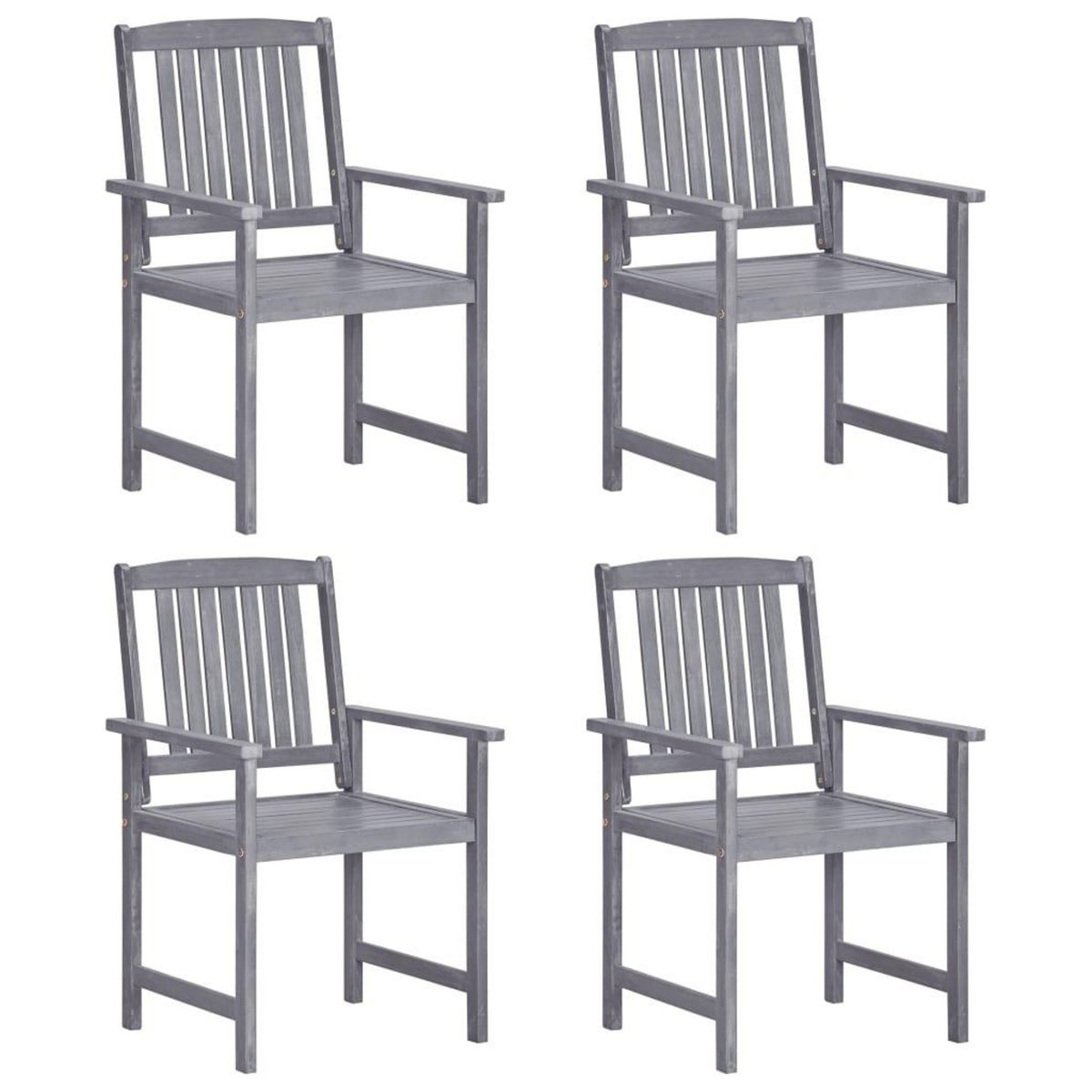 VIDAXL Chaises de jardin lot de 4 Bois massif d'acacia Gris