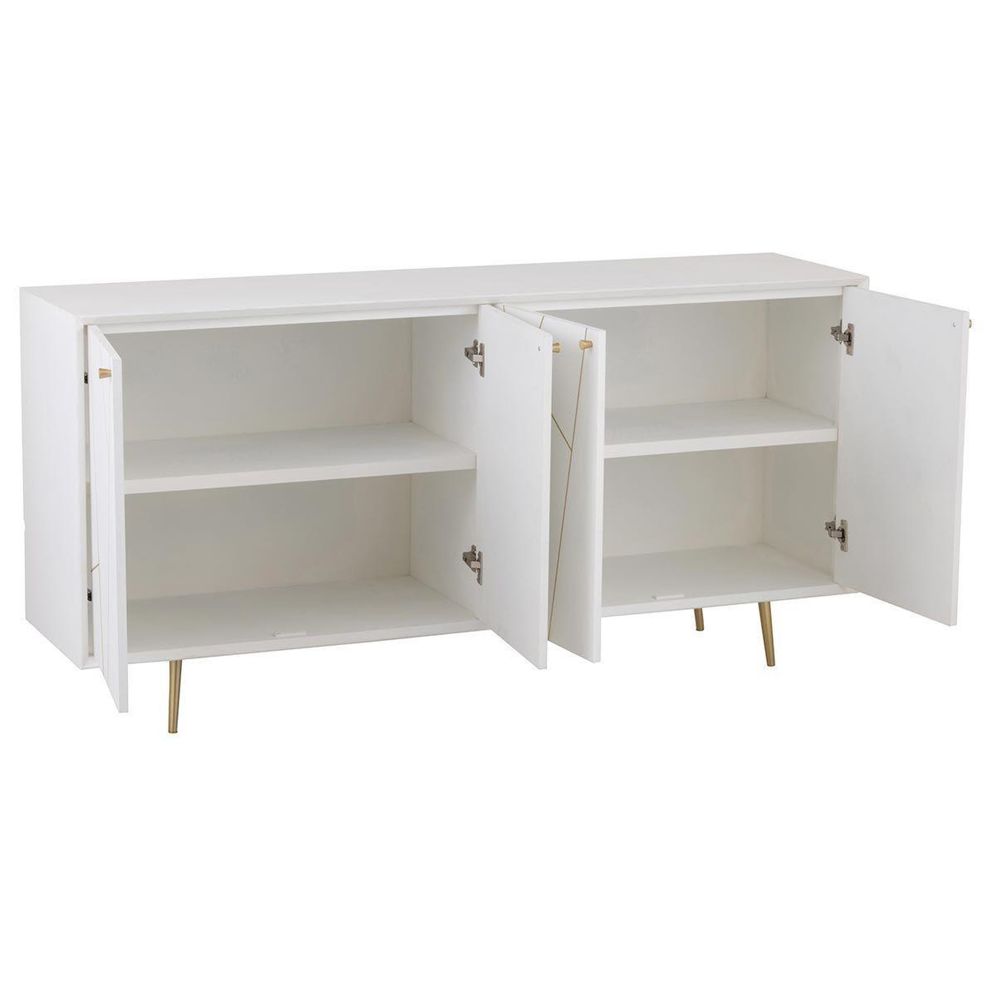 Voir la diapositive 5 : J-LINE Buffet 4 Portes Design  Remina  160cm Blanc & Or