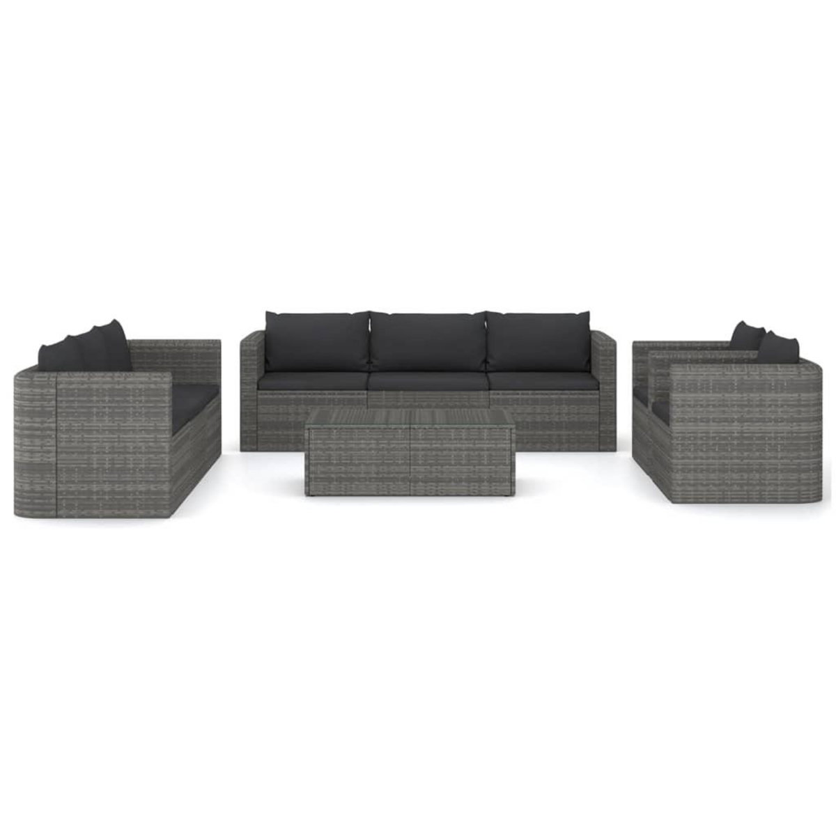 VIDAXL Salon de jardin 9 pcs avec coussins Resine tressee Gris