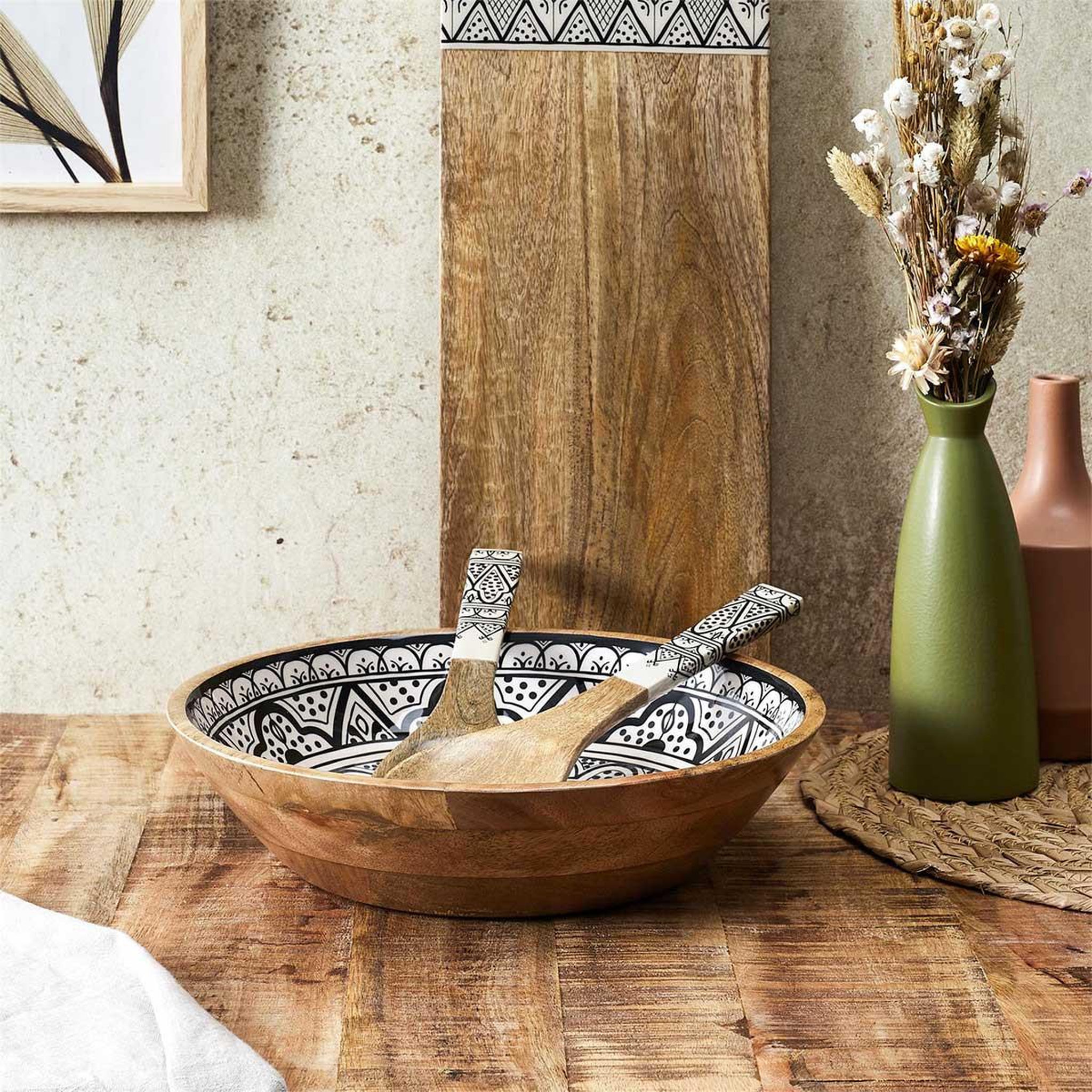 Voir la diapositive 5 : The Home Deco Factory Saladier en bois  dune  33cm noir
