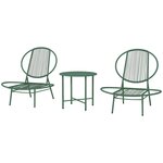 OUTSUNNY Ensemble salon de jardin design Acapulco 2 personnes 3 pièces acier PE filaire vert