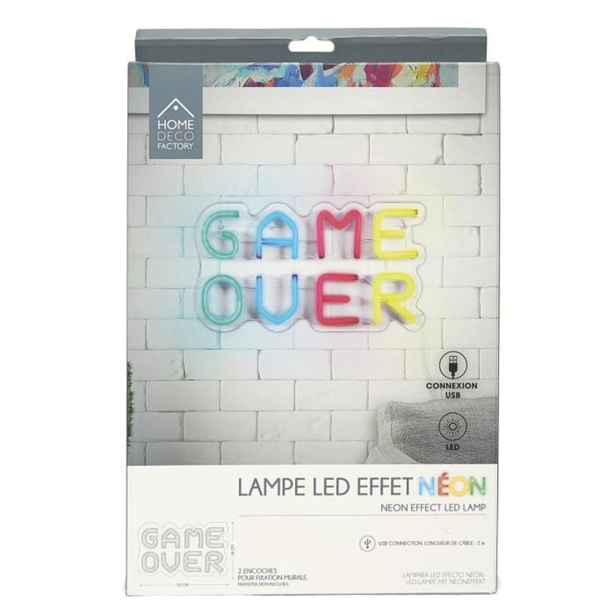 Paris Prix Lampe LED Effet Néon  Game Over  32cm Multicolore