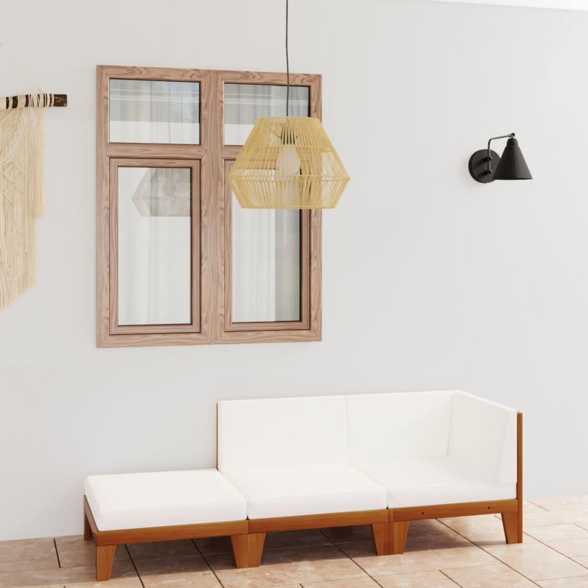 VIDAXL Salon de jardin 3 pcs avec coussins Bois d'acacia solide