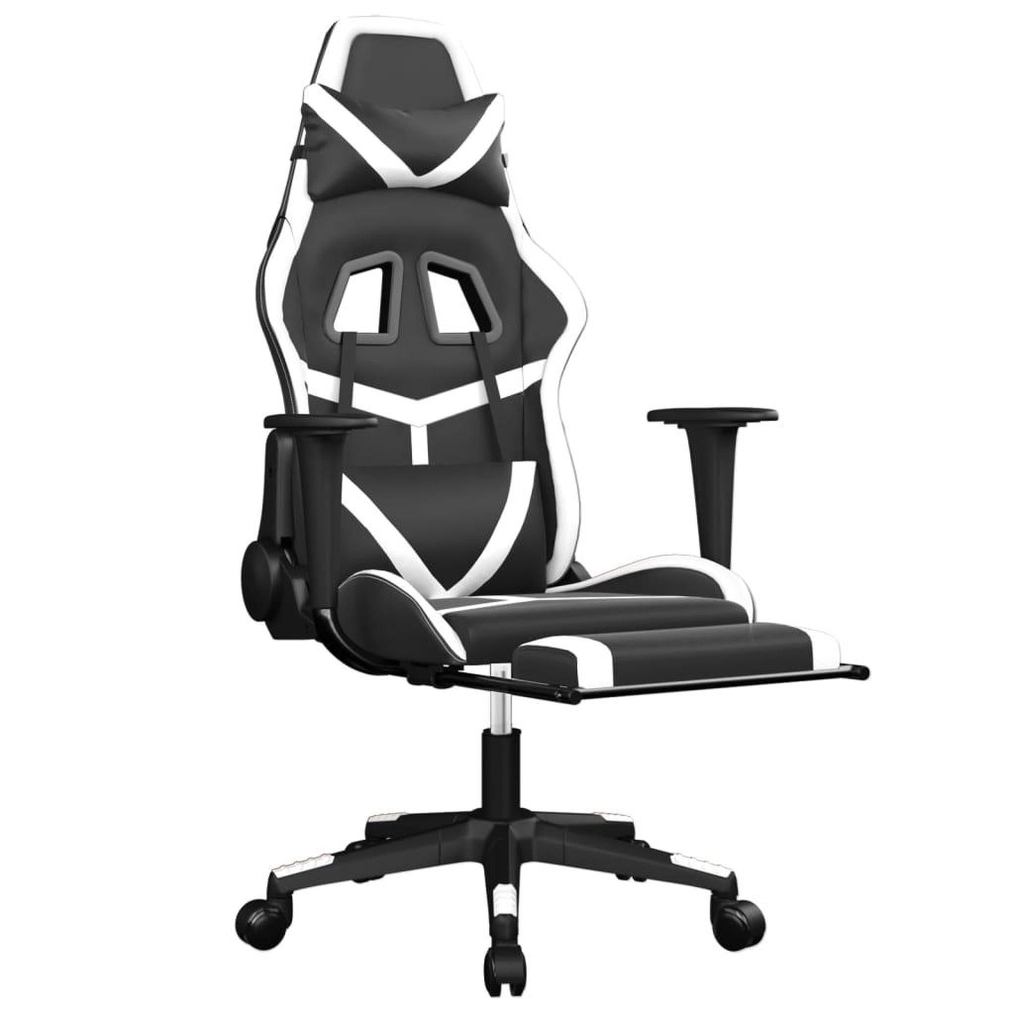 Voir la diapositive 3 : VIDAXL Chaise de jeu de massage avec repose-pied Noir&Blanc Similicuir