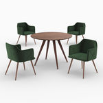 MAISON PAVANE Table et chaises 4 personnes en velours vert et bois-Liwa