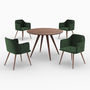 Voir la diapositive 1 : MAISON PAVANE Table et chaises 4 personnes en velours vert et bois-Liwa