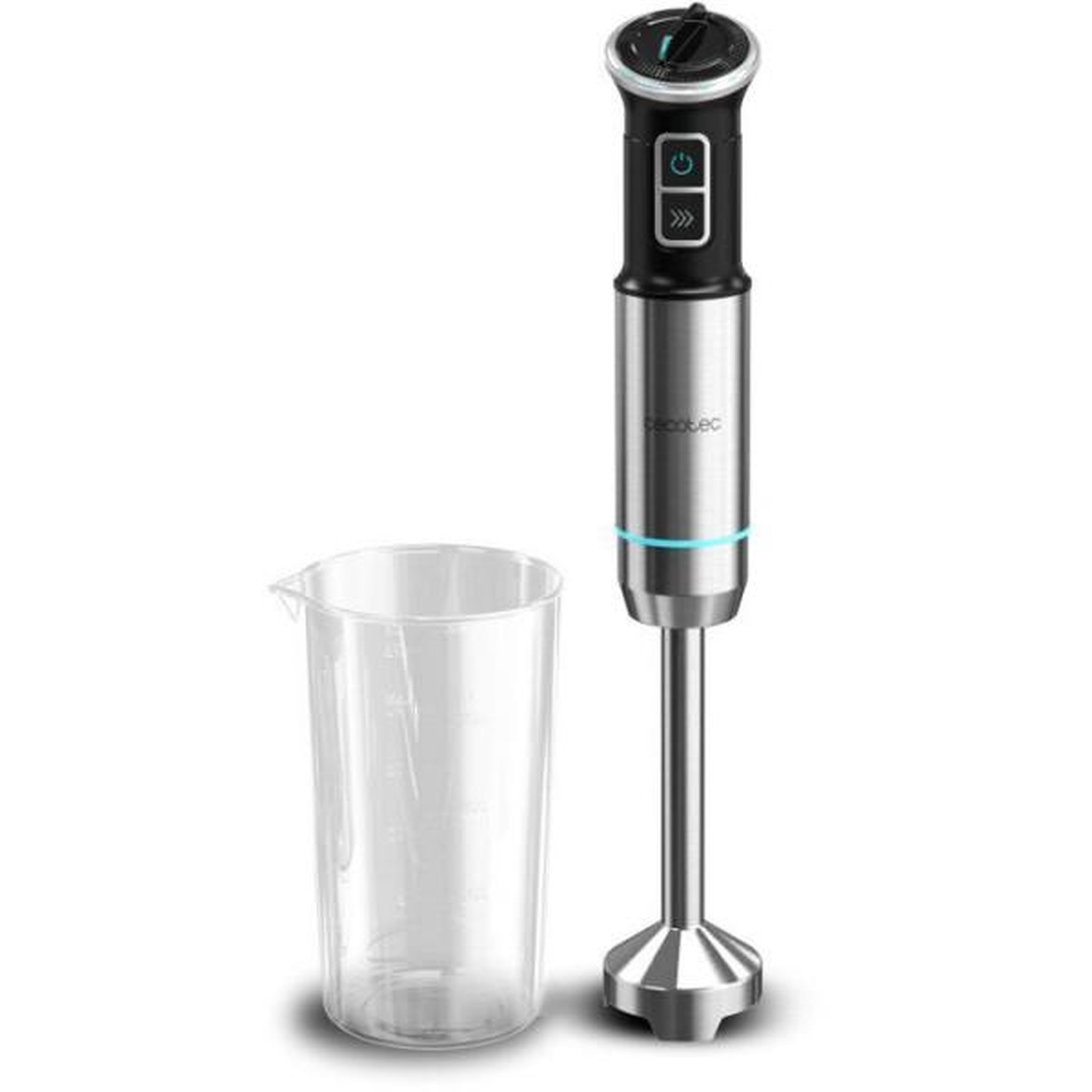 Voir la diapositive 2 : CECOTEC Mixeur Electrique  plongeant - CECOTEC - Power Neutron - 1100 W - Lame avec 4 feuilles - Verre 800 ml - Noir / Inox
