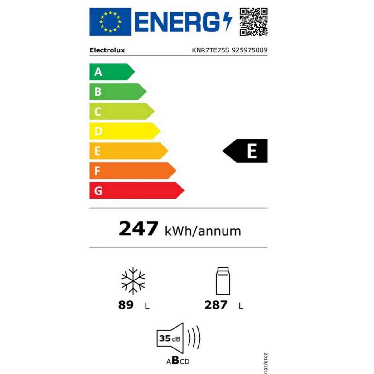 ELECTROLUX Réfrigérateur combiné intégrable à glissières 376l - KNR7TE75S