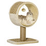 Voir la diapositive 1 : PAWHUT Arbre à chat rond style cosy chic griffoir grattoirs sisal jeu suspendu souris niche avec coussin cordes d'algues tressées peluche courte beige
