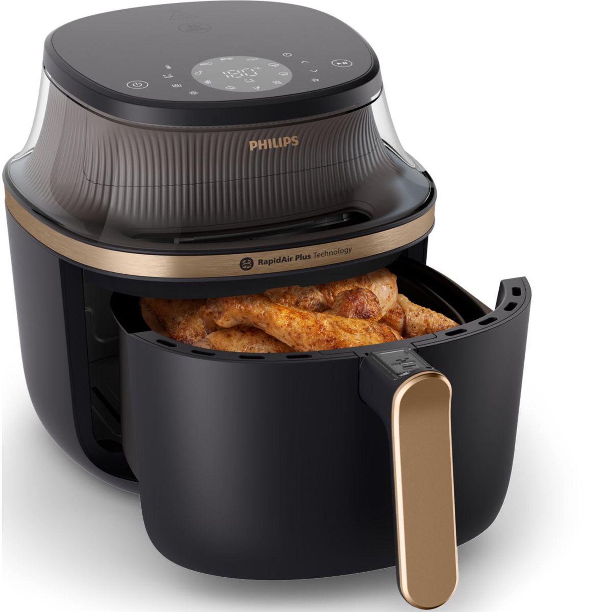 Voir la diapositive 2 : Philips Airfryer NA332/00 Friteuse sans huile avec fenêtre de cuisson Noir/Doré, Série 3000 6.2L