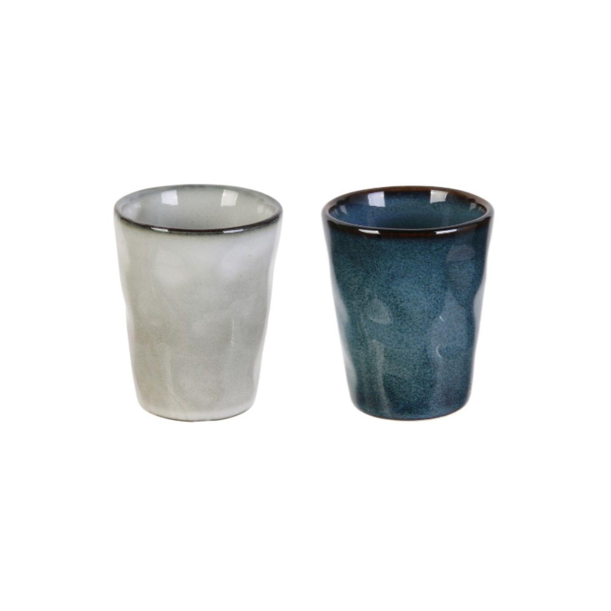 TOILINUX 2 tasses à expresso au gré du temps - 100 ml - gris et bleu