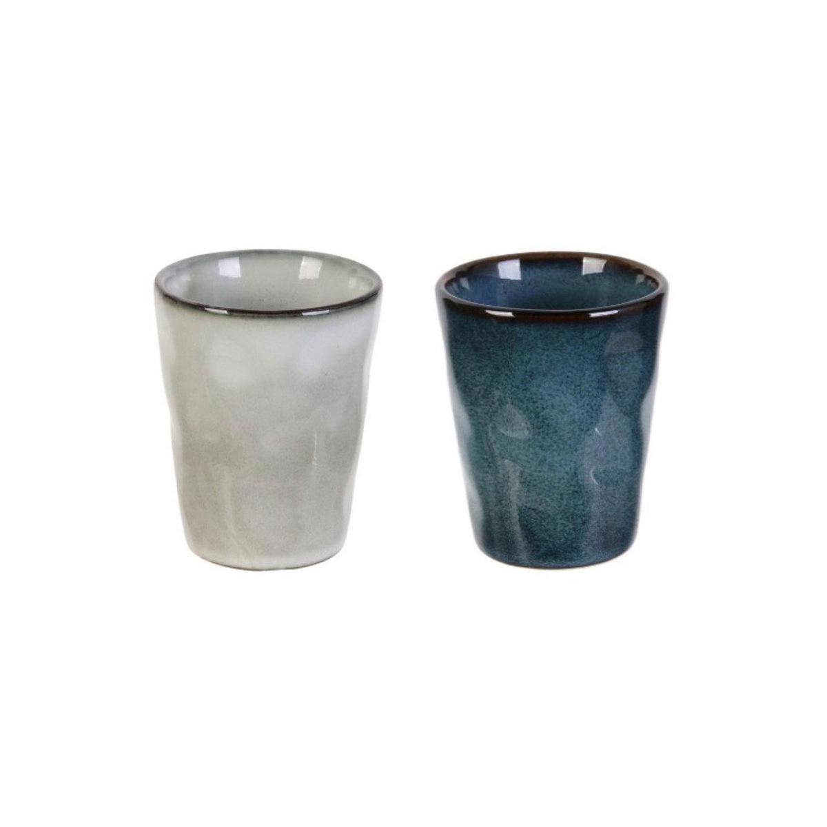 TOILINUX 2 Tasses à expresso Au gré du temps - 100 ml - Gris et bleu