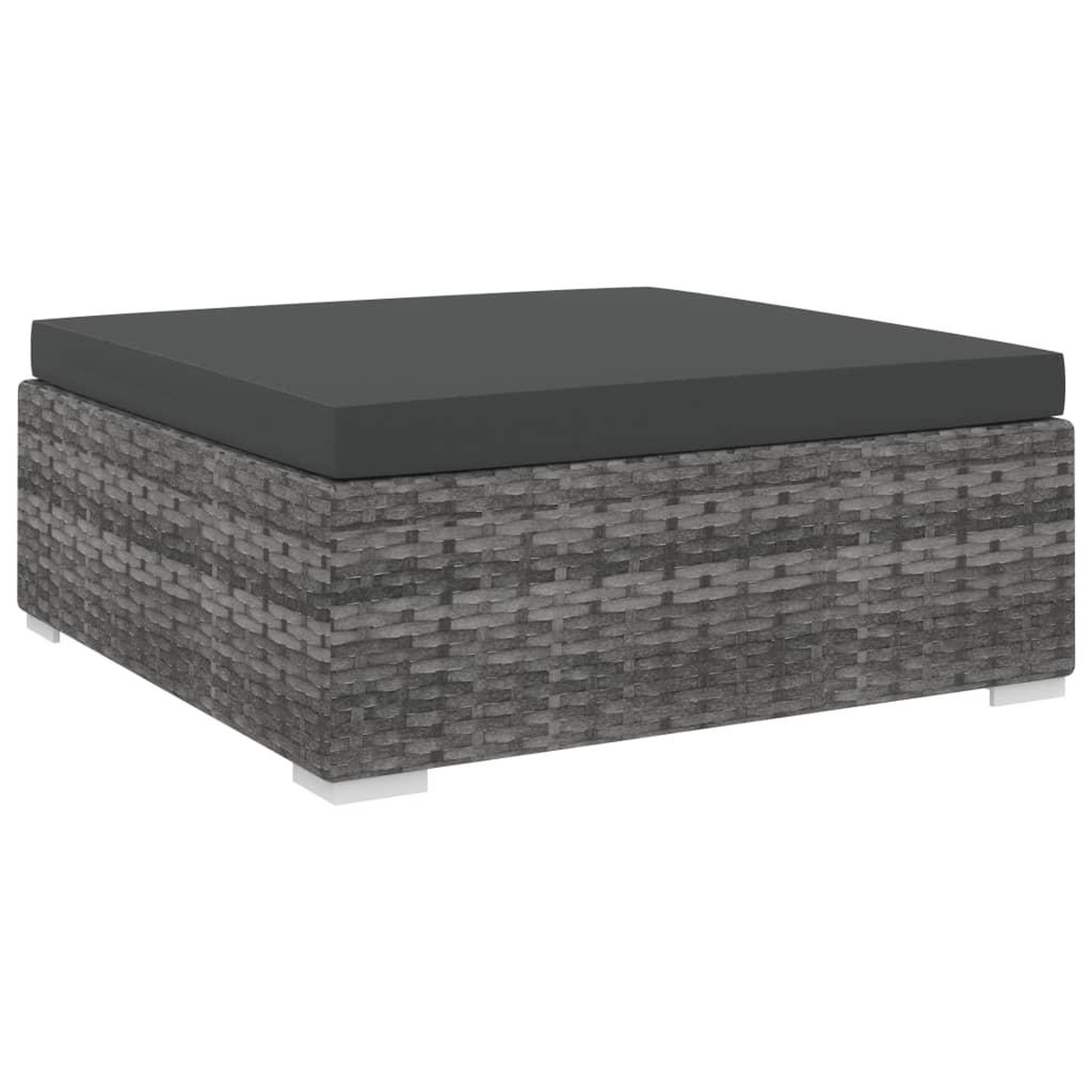 Voir la diapositive 1 : VIDAXL Repose-pied sectionnel 1 pc avec coussin Resine tressee Gris