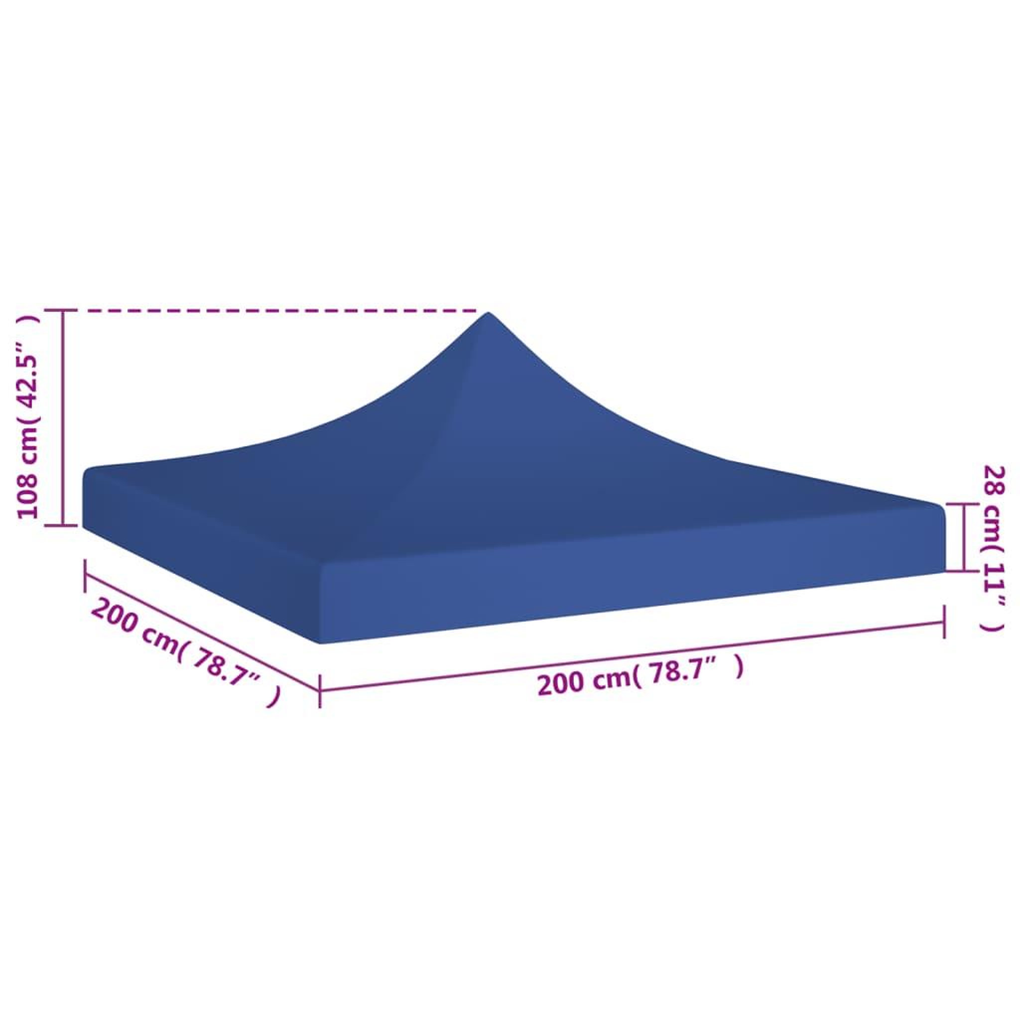 Voir la diapositive 5 : VIDAXL Toit de tente de reception 2x2 m Bleu 270 g/m^2