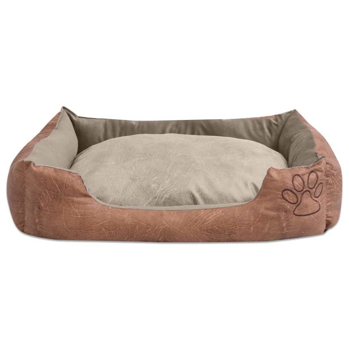 VIDAXL Lit pour chiens avec coussin Cuir artificiel PU Taille L Beige