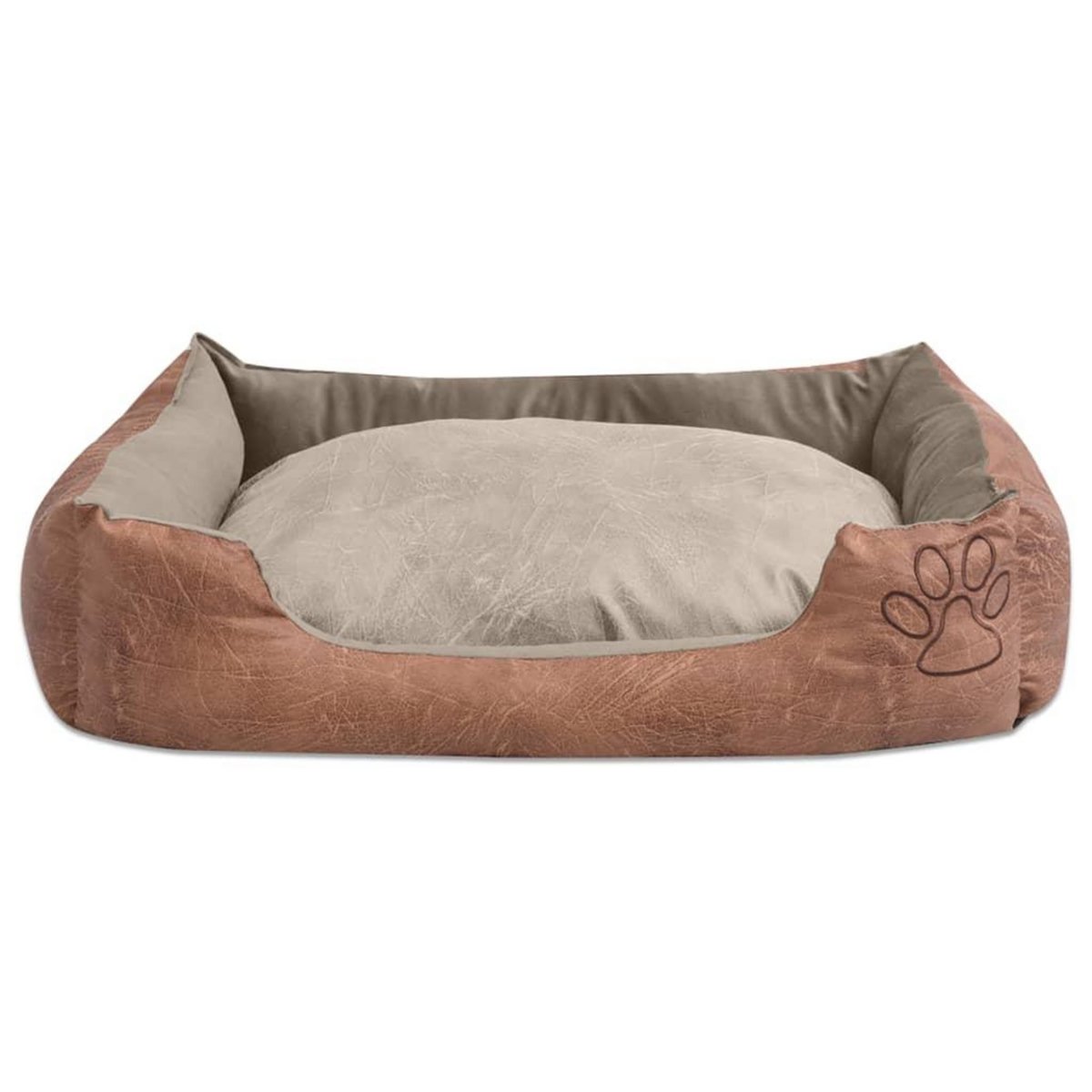 VIDAXL Lit pour chiens avec coussin Cuir artificiel PU Taille L Beige