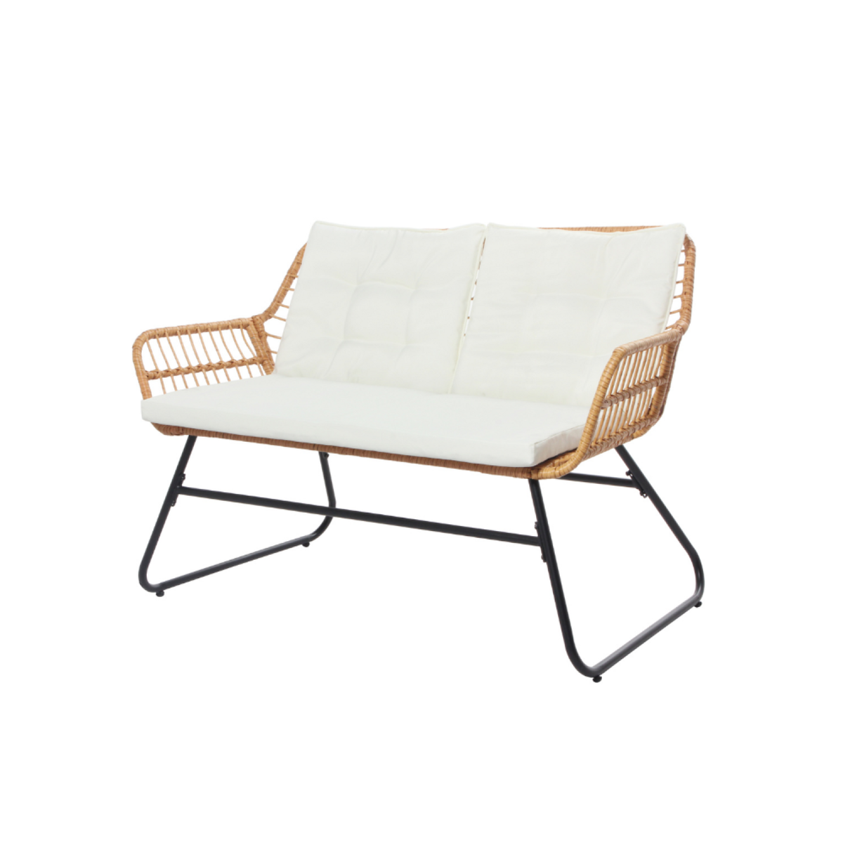 CONCEPT USINE Salon de jardin bas 4 places effet rotin GRENADE