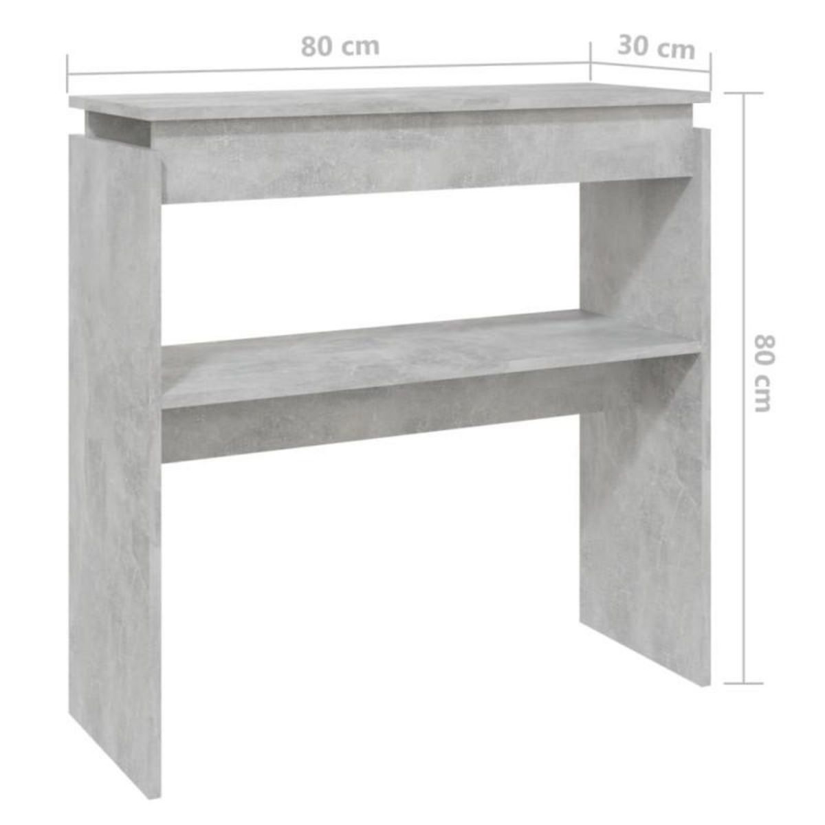 VIDAXL Table console Gris béton 80x30x80 cm Aggloméré