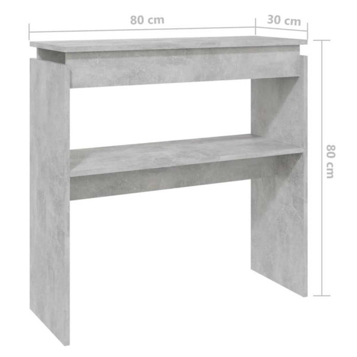 VIDAXL Table console Gris béton 80x30x80 cm Aggloméré