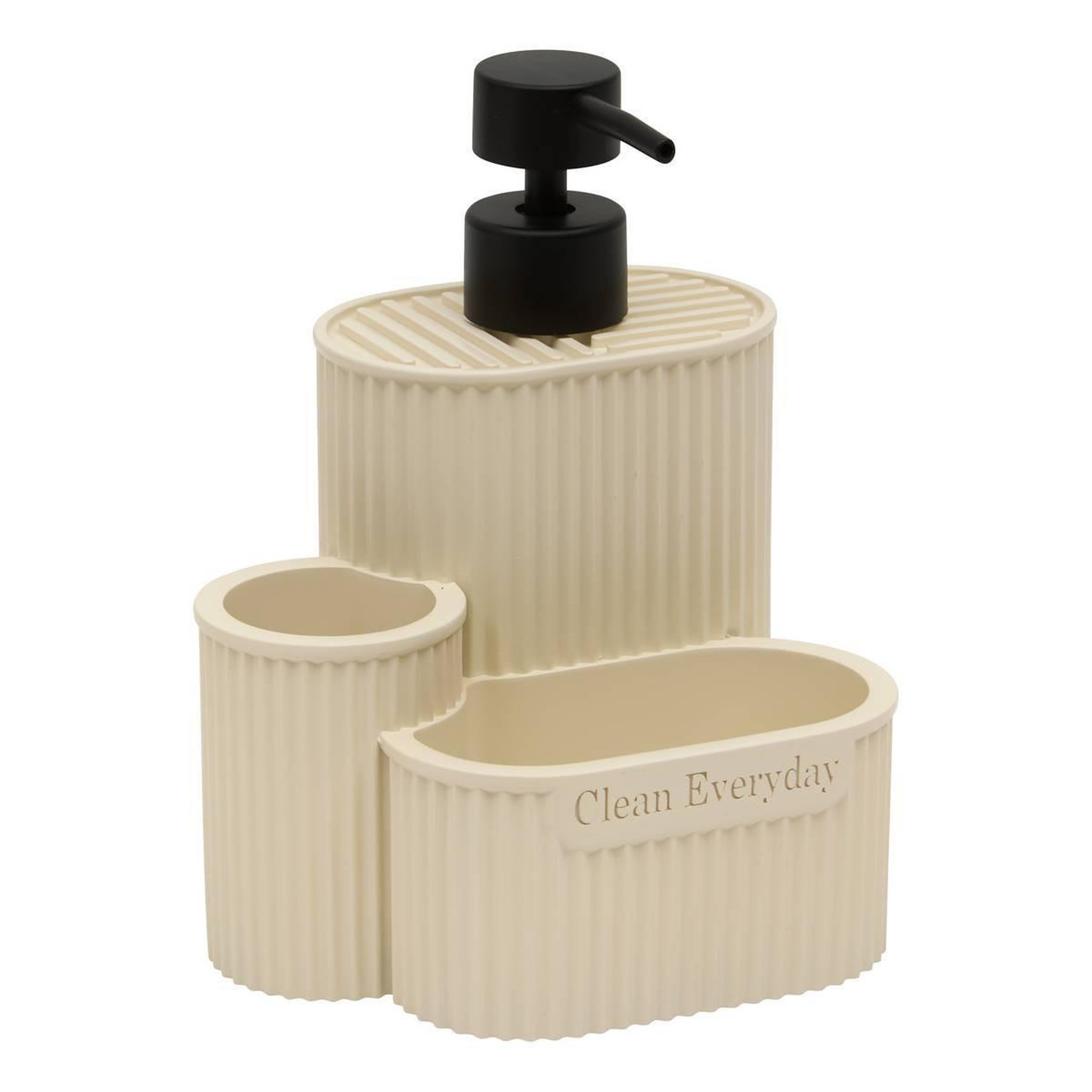 Voir la diapositive 2 : FIVE Set distributeur de savon  terra  17cm argile
