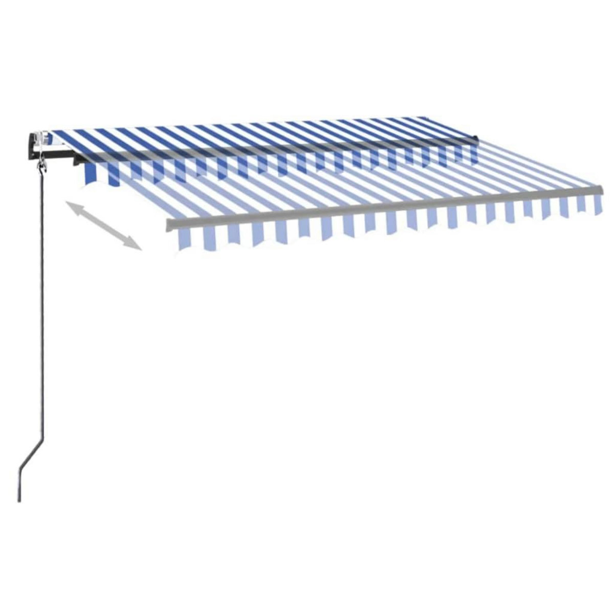 VIDAXL Auvent automatique capteur de vent/LED 350x250 cm Bleu et blanc