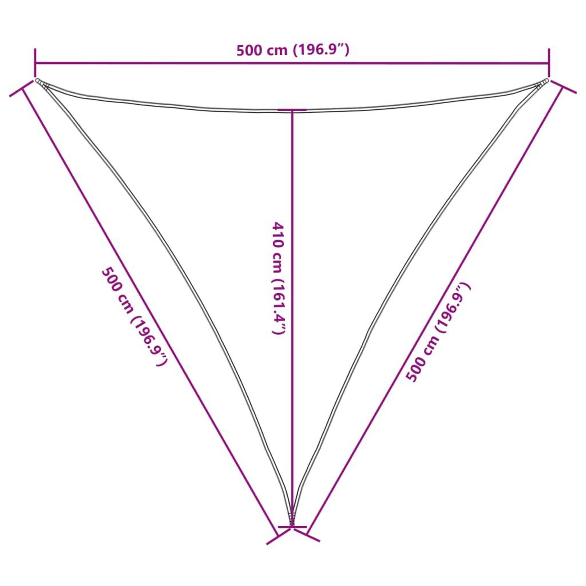 Voir la diapositive 6 : VIDAXL Voile de parasol tissu oxford triangulaire 5x5x5 m beige