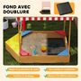 Voir la diapositive 5 : HOMCOM Bac à sable en bois design bateau enfant - sièges, store double pente, gouvernail - bois pré-huilé