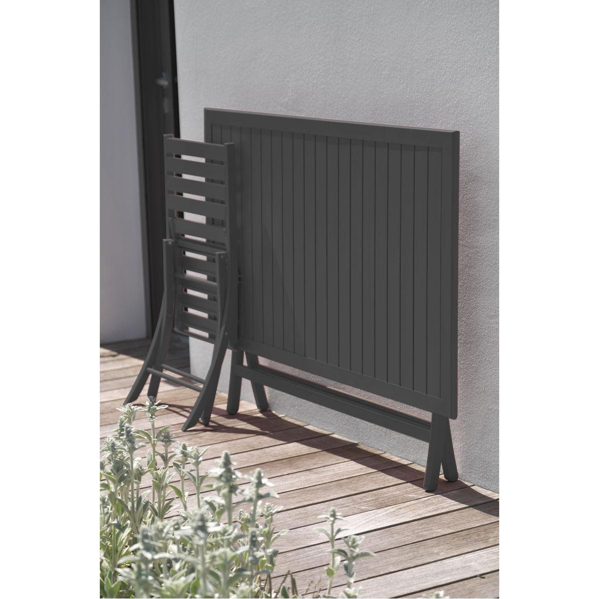 Voir la diapositive 3 : Paris Prix Table de Jardin Pliante  Marius  140cm Gris Anthracite