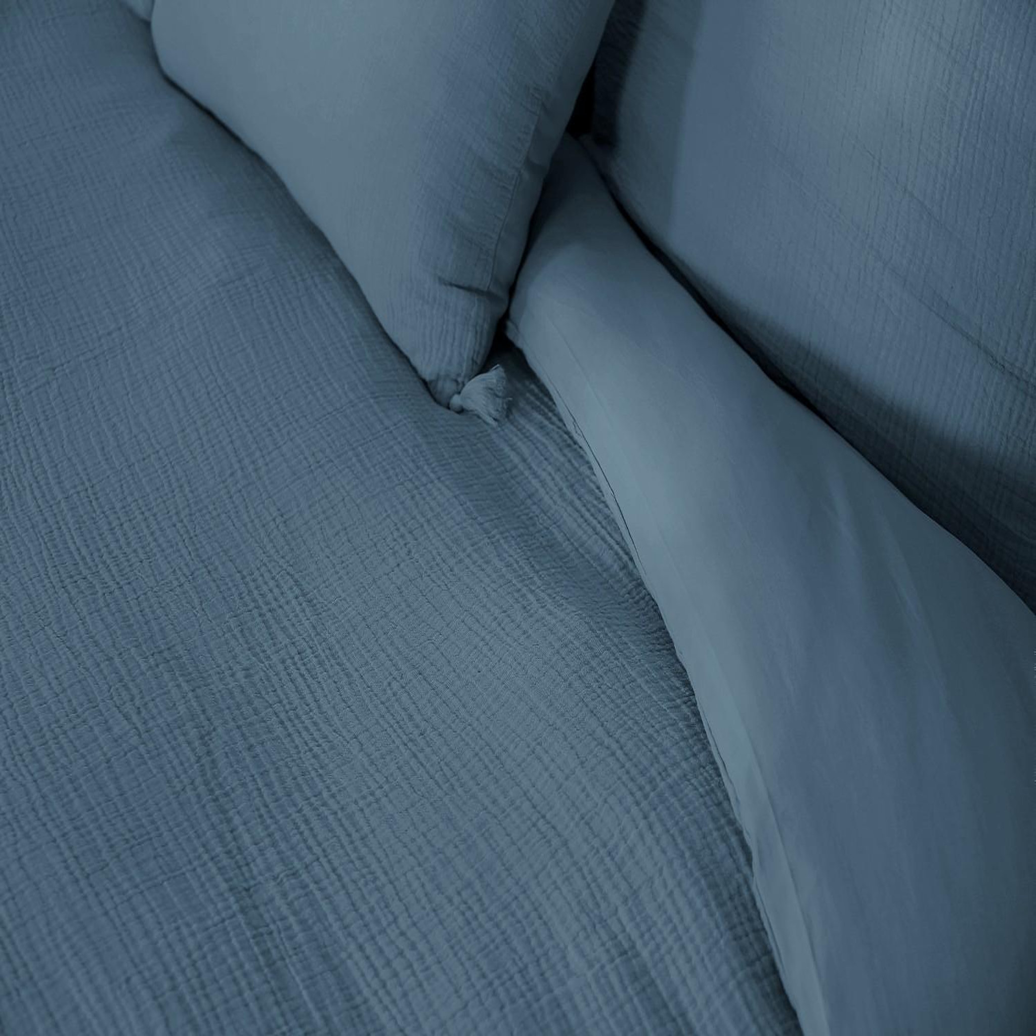 Voir la diapositive 3 : Home collection Parure housse de couette 100% gaze de coton 57 fils - kaki
